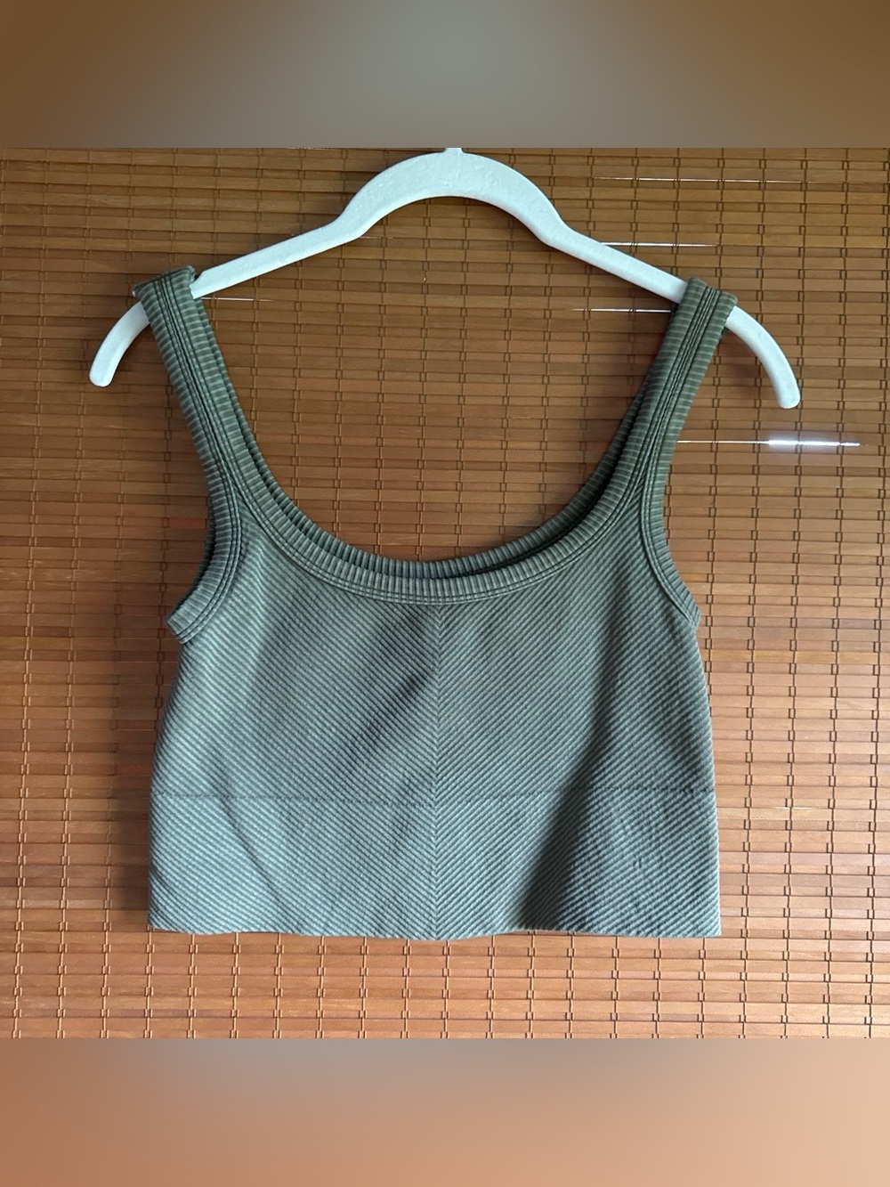Nikibiki Olive Ribbed Scoop Neck Crop Tank NWOT